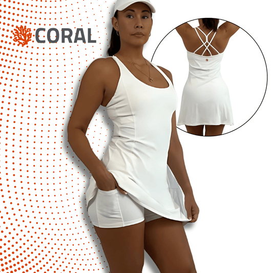 Women’s Athletic Dress with Built-In Sports Bra & Pocket Shorts – Moisture-Wicking Activewear